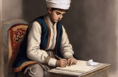 Osmanlı mektep talebesi mektup yazarken