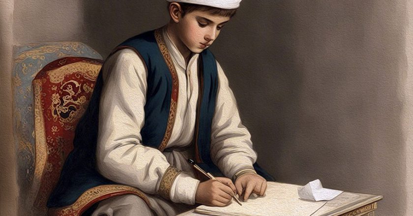 Osmanlı mektep talebesi mektup yazarken