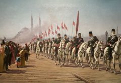 Ertuğrul Süvari Alayı Galata Köprüsü'nde tablosu